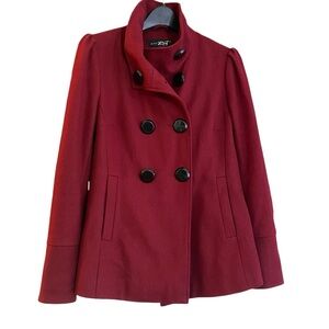 RED Double Breasted Wool Blend Jacket/coat  Winter Fall